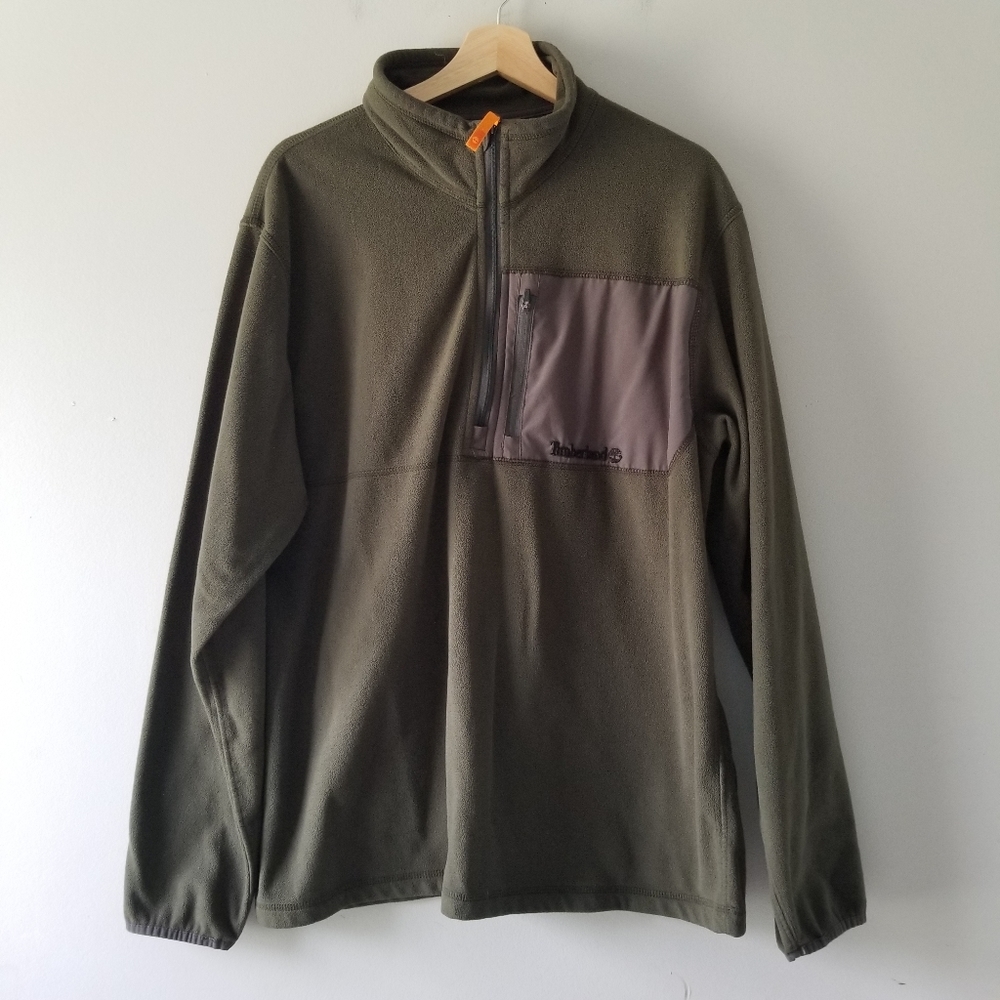 Timberland Fleece 1/4 Zip Pullover Olive Green